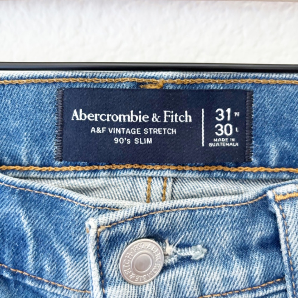 Abercrombie and Fitch vintage stretch 90's slim distressed jeans size 31 - Picture 4 of 10